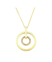 Load image into Gallery viewer, Gold Crystal Double Circle Drop Necklace (VIP 42G)
