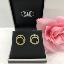 Load image into Gallery viewer, Gold Crystal Swirl Stud Earrings ( VIP 2G)