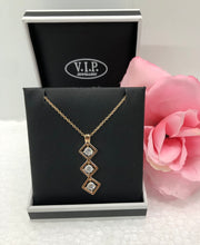 Load image into Gallery viewer, Rose Gold Crystal Triple Drop Pendant ( VIP 37R)