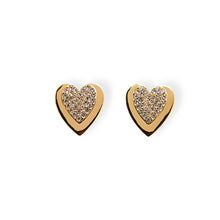 Load image into Gallery viewer, Gold Crystal Onset Heart Stud Earrings (VIP74G)