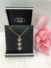 Load image into Gallery viewer, Gold Crystal Triple Drop Pendant (VIP 37G)
