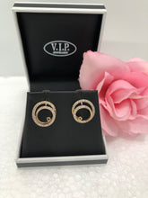 Load image into Gallery viewer, Rose Crystal Swirl Stud Earrings (VIP 2R)