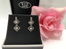 Load image into Gallery viewer, Crystal Double Square Drop Earring (VIP38)
