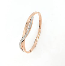Load image into Gallery viewer, Rose Gold Crystal Crossover Bangle ( VIP56R)