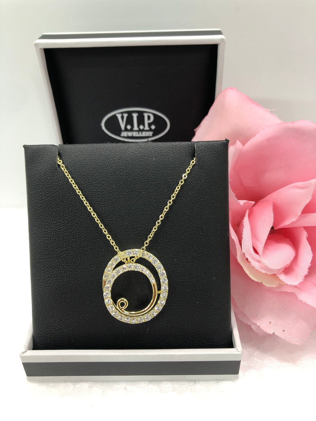 Gold Crystal Swirl Necklace (VIP 1G)