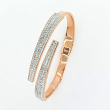 Load image into Gallery viewer, Rose Gold Crystal Overlap Bangle (VIP59R)