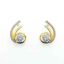 Load image into Gallery viewer, Gold plated cubic zirconia swirl earrings (VIP63G)