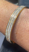 Load image into Gallery viewer, Gold Triple Line Crystal Bangle(VIP84G)