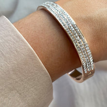 Load image into Gallery viewer, Rose Gold Triple Line Bangle With Crystal Stones (Vip 84R)