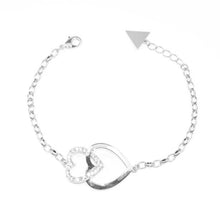 Load image into Gallery viewer, Silver Crystal Double Heart Bracelet (VIP 16)