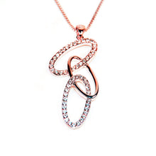 Load image into Gallery viewer, Rose Gold Crystal Triple Interlinked Oval Necklace (VIP 39R)