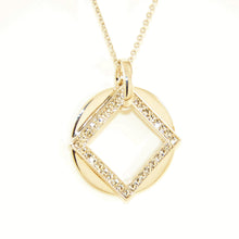 Load image into Gallery viewer, Gold Onset Square Crystal Necklace (VIP 4G)