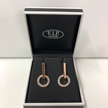 Load image into Gallery viewer, Rose gold Crystal Drop Circle Stud Earrings (VIP 78R)