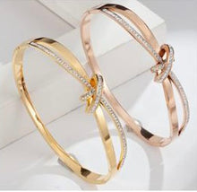 Load image into Gallery viewer, Rose Crystal Knot Bangle (VIP60R)
