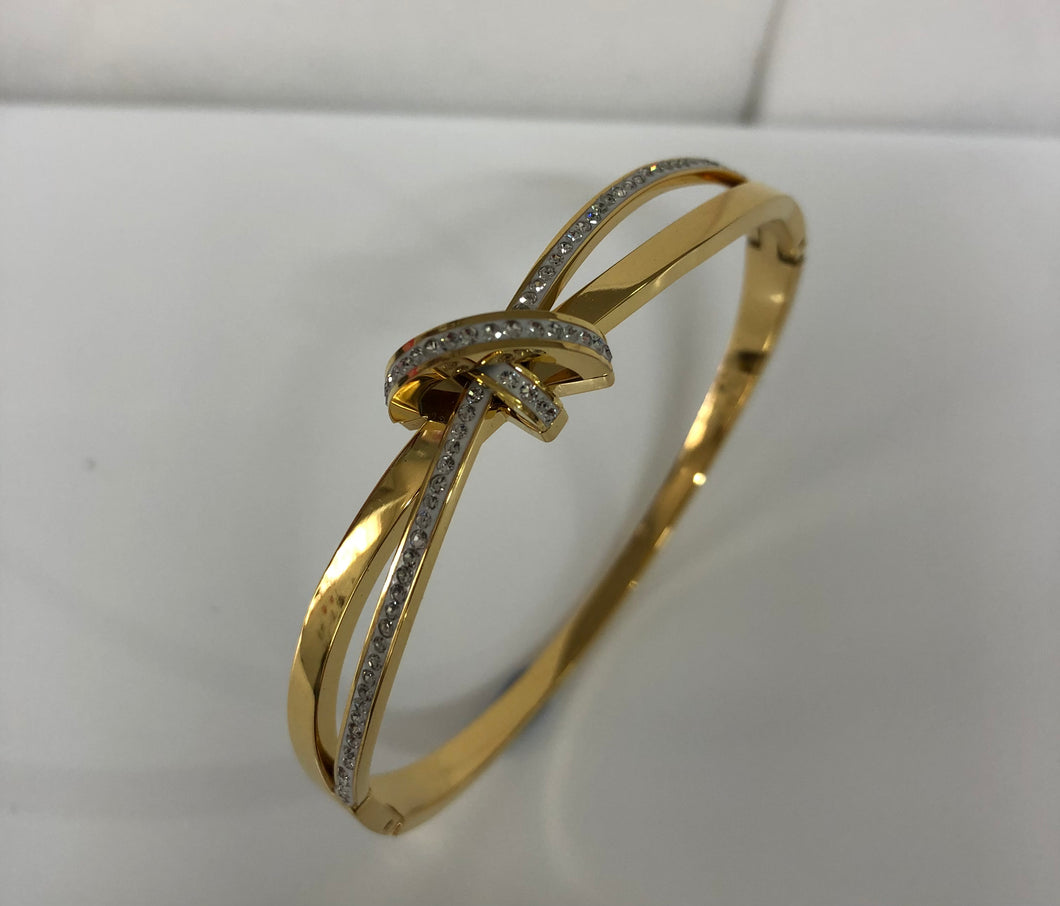Gold Crystal Knot Bangle (VIP 60G)