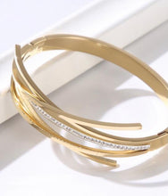 Load image into Gallery viewer, Gold Crystal Multi Layer Bangle ( VIP 57G)