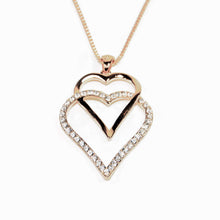Load image into Gallery viewer, Gold Crystal Double Heart Necklace (VIP 25G)
