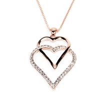 Load image into Gallery viewer, Rose Gold Crystal Double Heart Necklace (VIP 25R)
