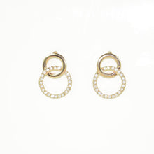 Load image into Gallery viewer, Gold Crystal Double Circle Stud Earring (Vip 40G)