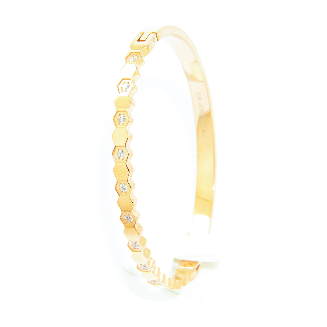 Gold Honeycomb Bangle (VIP65G)