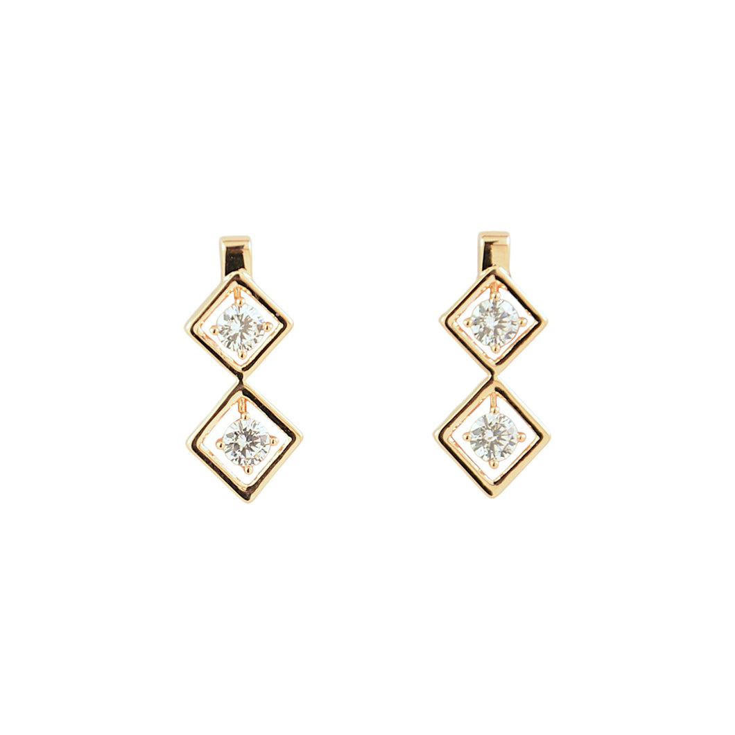 Rose Gold Double Drop Earrings (VIP 38R)