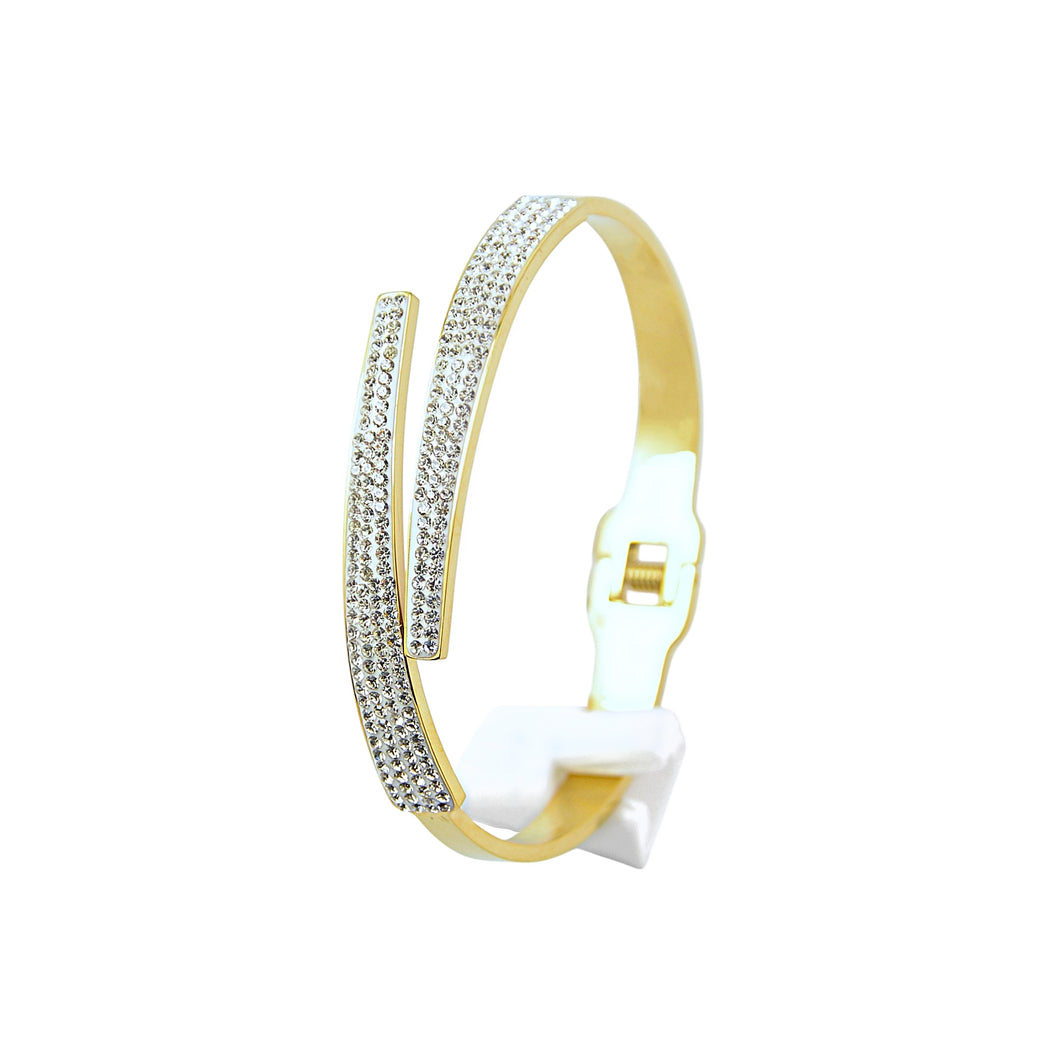 Gold plated Crystal  Overlap Bangle ( VIP 59G)