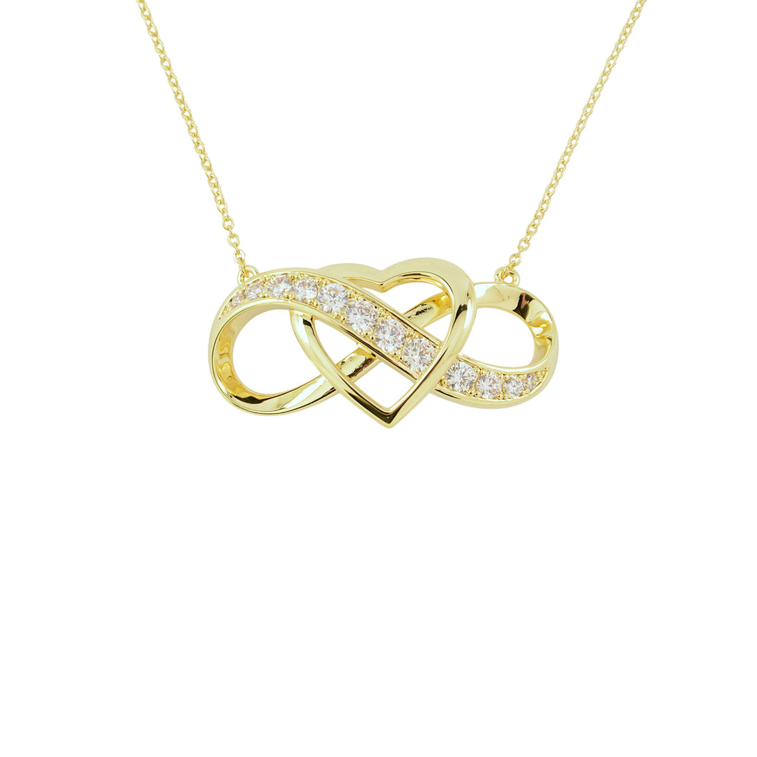 Gold plated Crystal Infinity Heart Pendant. (VIP 48G)