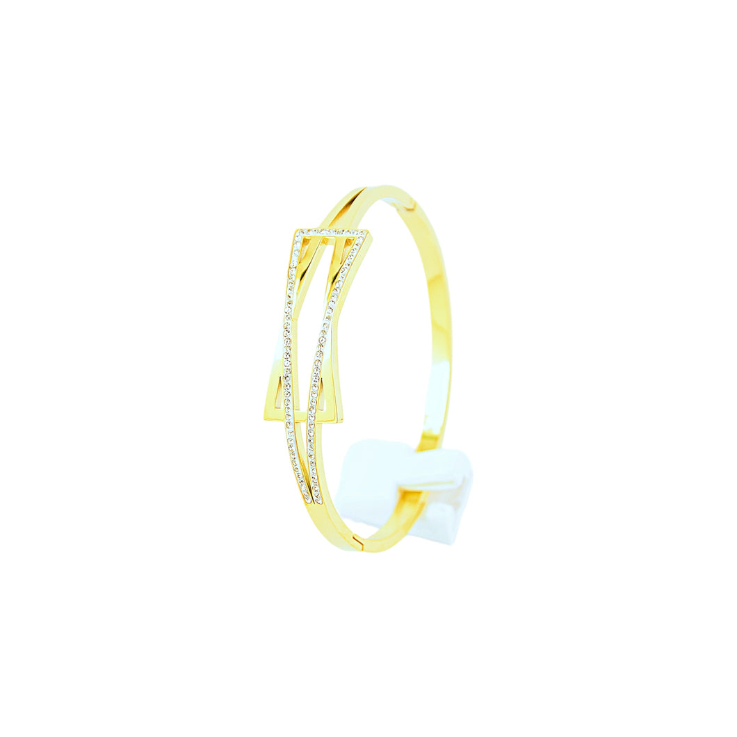 Gold Crystal Buckle Bangle (VIP68G)