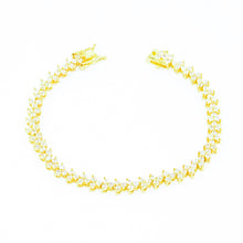 Load image into Gallery viewer, Gold Crystal Fern Design Tennis Bracelet (VIP19G)
