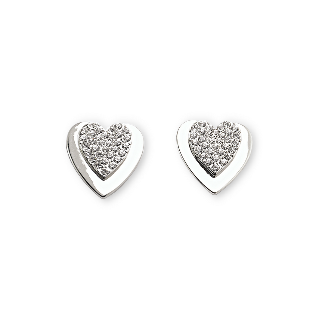 Crystal Onset Heart Stud Earrings (Vip74)