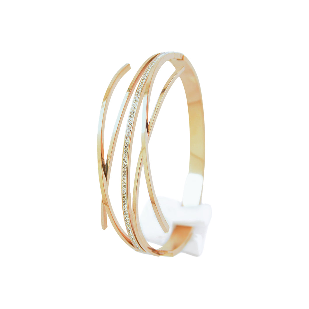 Rose Gold Crystal Multi Layer Bangle (VIP 57R)