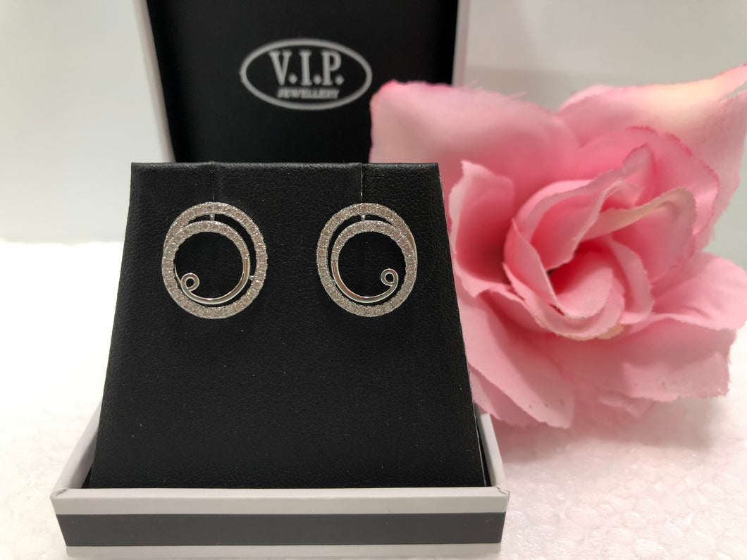 Crystal Swirl Stud Earrings (VIP 2)