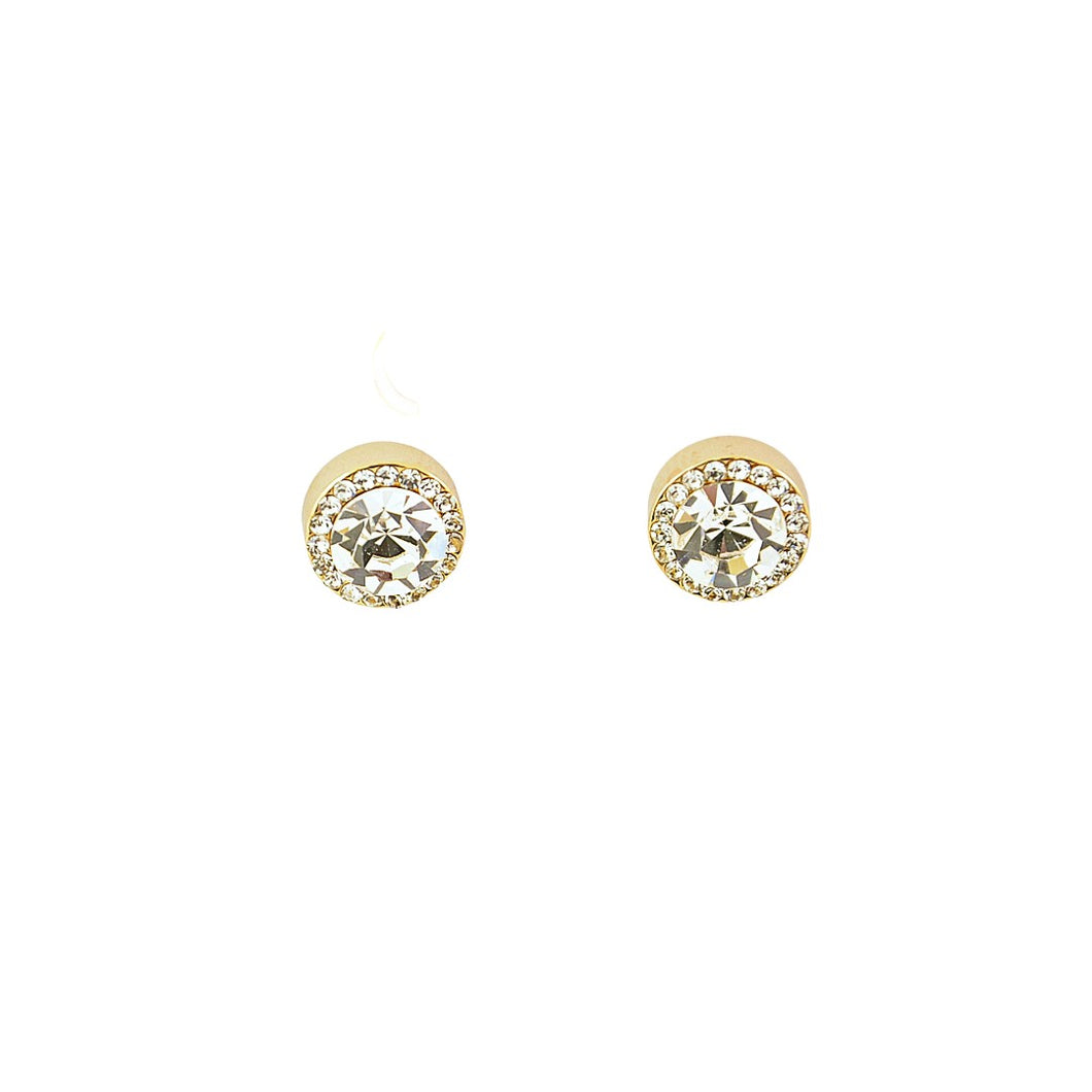 Gold Crystal Raised Stud Earrings ( VIP 26G)