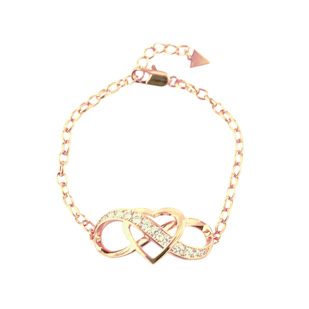 Rose gold Crystal Infinity Heart Bracelet ( VIP 49R)