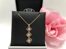 Load image into Gallery viewer, Rose Gold Crystal Triple Drop Pendant ( VIP 37R)
