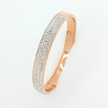 Load image into Gallery viewer, Rose Gold Triple Line Bangle With Crystal Stones (Vip 84R)
