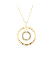 Load image into Gallery viewer, Rose Gold Crystal Double Circle Drop Necklace (VIP 42R)
