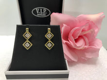 Load image into Gallery viewer, Gold plated Crystal Double Drop Earrings (VIP 38G)
