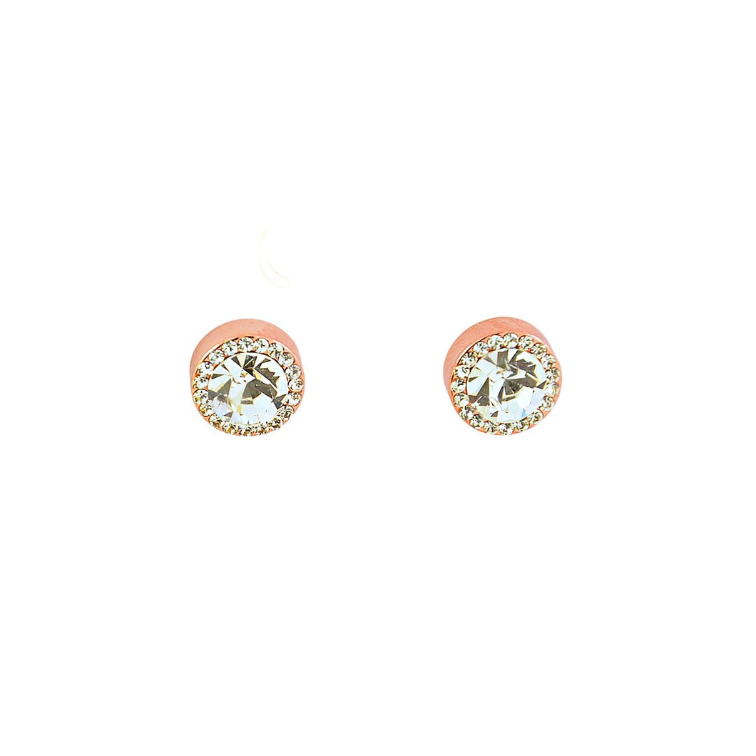 Rose Gold Crystal Raised Stud Earrings (VIP 26R)