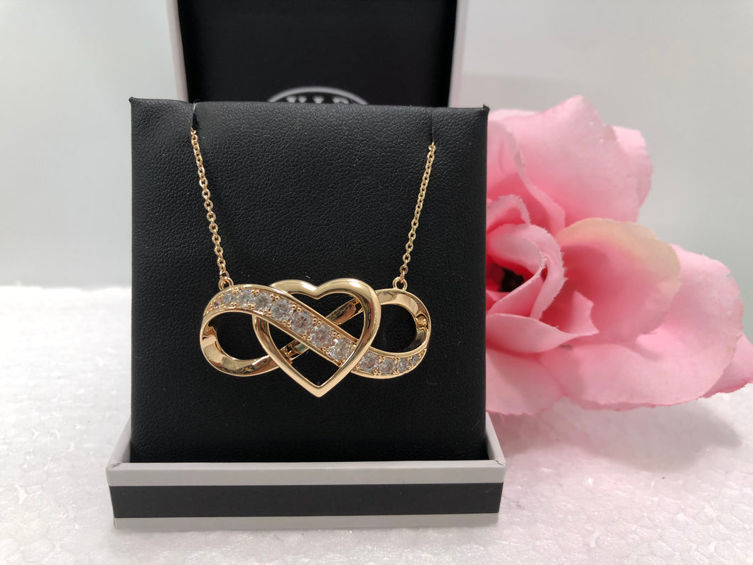 Rose Gold Crystal Infinity Heart Pendant (VIP 48R)