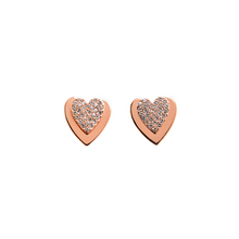 Load image into Gallery viewer, Rose Gold Crystal Onset Heart Stud Earrings (VIP 74R)
