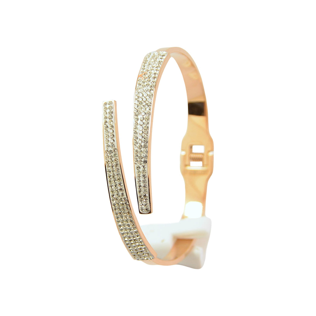 Rose Gold Crystal Overlap Bangle (VIP59R)