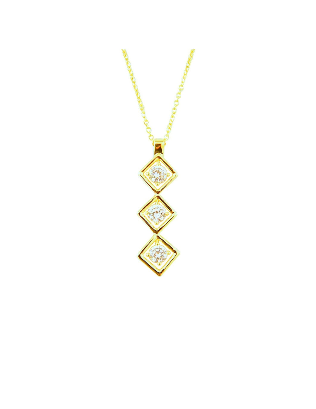 Gold Crystal Triple Drop Pendant (VIP 37G)