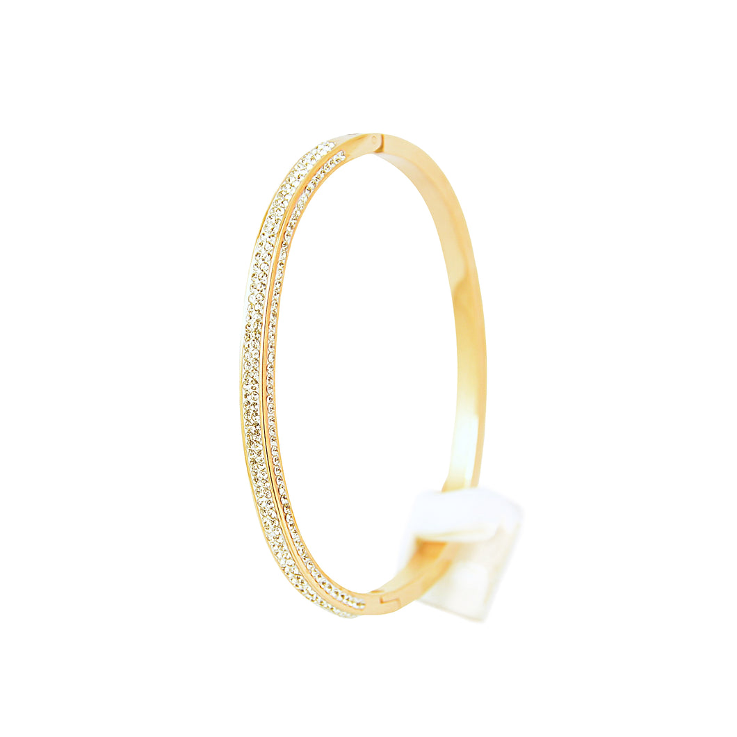 Gold Bangle with pave set crystals (VIP85G)