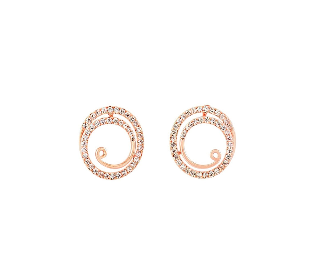 Rose Crystal Swirl Stud Earrings (VIP 2R)