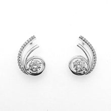 Load image into Gallery viewer, Rhodium plated cubic zirconia Swirl Earrings (VIP63)
