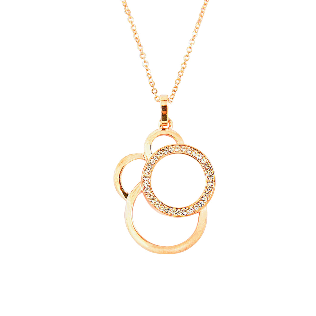 Rose Gold Crystal Triple Circle Pendant (VIP 14R)
