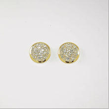 Load image into Gallery viewer, Gold Crystal Pave&#39; Button Clip-on Earrings (VIP 29G clip)
