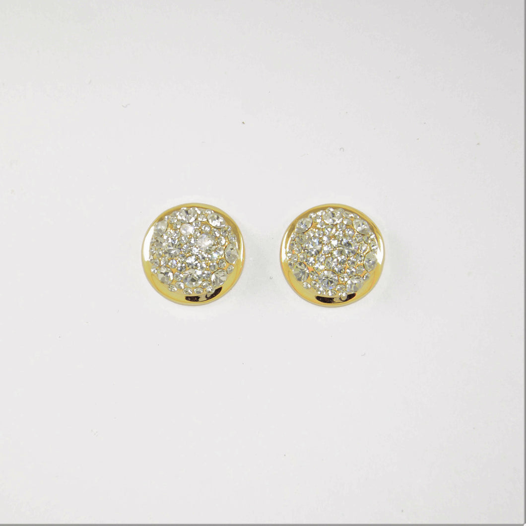 Gold Crystal Pave' Button Clip-on Earrings (VIP 29G clip)