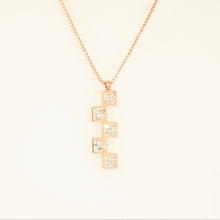 Load image into Gallery viewer, Rose Gold Crystal Offset Square Necklace (VIP79R)
